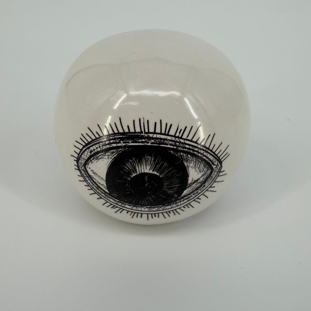 Greenbrier International Eyeball Ceramic Sphere White Black 3.5" Gothic Decor